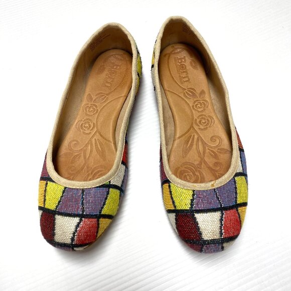 size 7 womens Born Abbee mosaic multicolored ballet flats woven fabric colorful - Picture 6 of 9